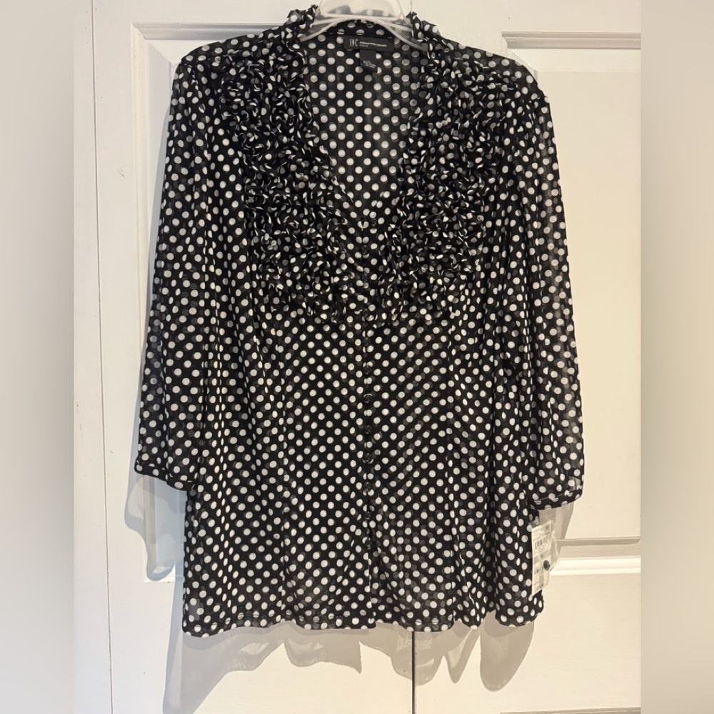 Elegant Black and White Polka Dot Blouse